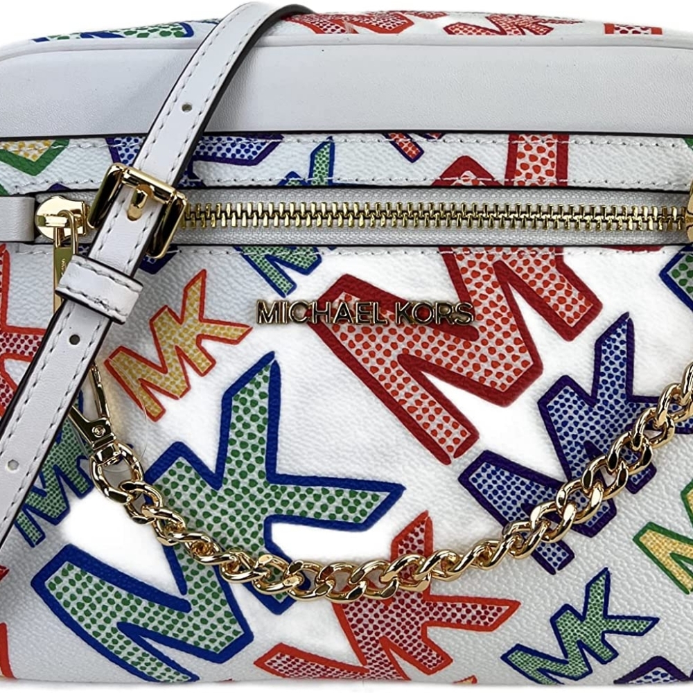 Michael Kors Women's Pride Jet Set Large Logo EW Chain Crossbody Bag.